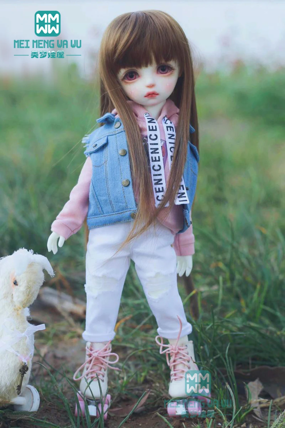 Fit 30cm 1/6 bjd yosd myou boneca brinquedos roupas de boneca moletons da moda, jeans branco, rosa, cáqui presente de menina