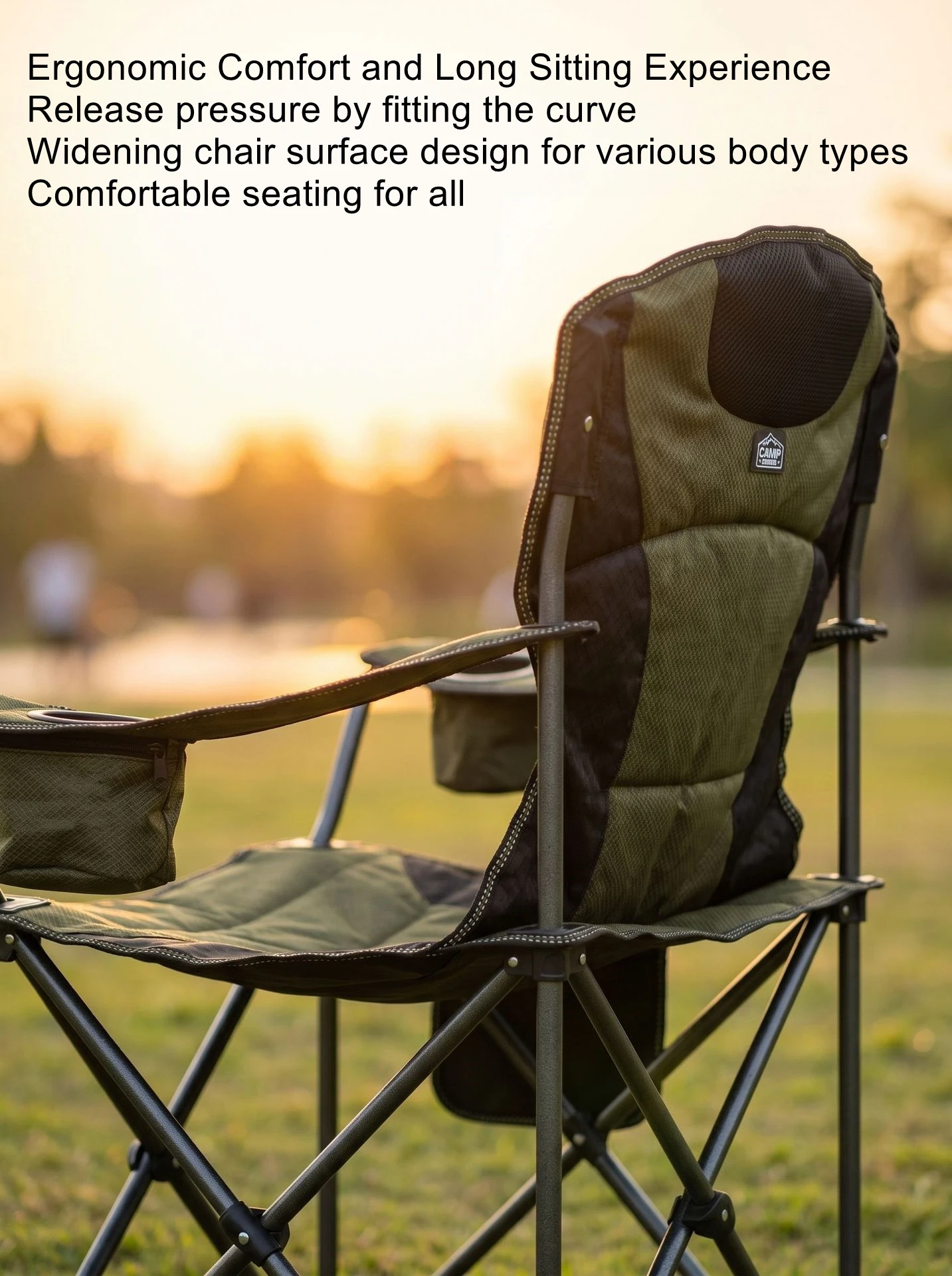 Outdoor folding chair, portable cotton director chair, armchair with ice pack, camping beach chair