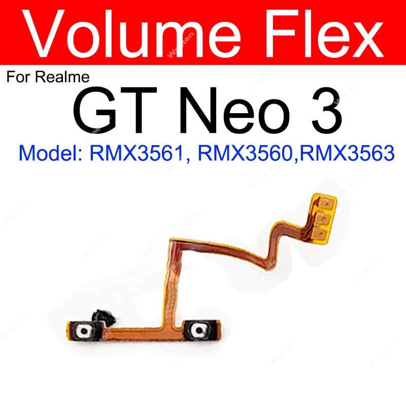 For Realme GT 2 3 Neo 3 3T 5 5Se GT2 Master Volume Power Flex Cable On OFF Power Volume Buttons Flex Ribbon Parts