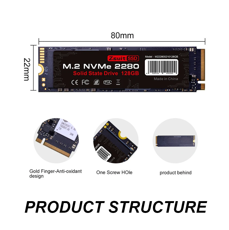 ZSUIT M.2 Nvme SSD PCIe3.0 SSD Fast Read Write M2 SSD 1TB Solid State Hard Disk M.2 Nvme 2280 Internal Hard Disk Hdd For Laptop