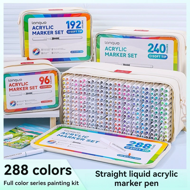 

Цветные акриловые маркеры Languo96-288, доступны в различных вариантах, набор из 207 цветов в подарочной коробке, упаковка по 96/192/240/288 цветов, мягкий наконечник, чернила большой емкости, равномерный цвет, без запаха, подходят для покрытия таких пове