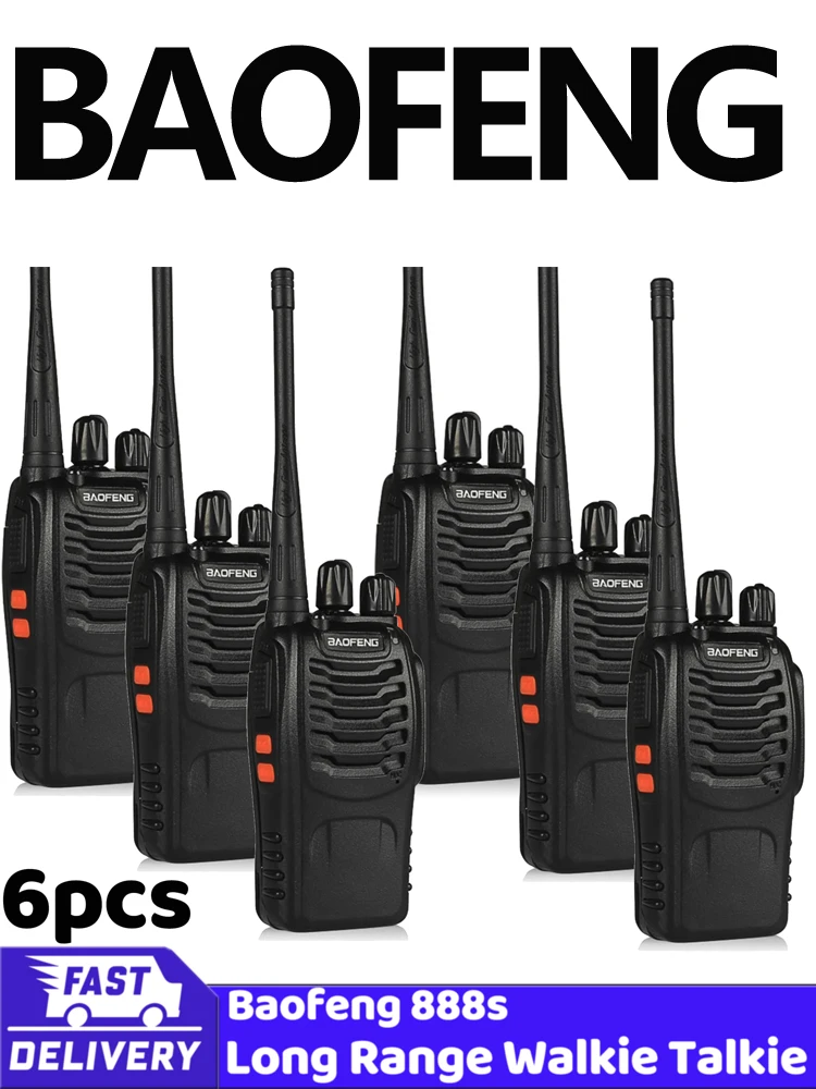 Baofeng Handheld Walkie Talkie, BF 888 S, 3 Pares de Rádio em Dois Sentidos de Longa Distância, UFH 400-470MHz, Self Driving Tour, 6 PCs