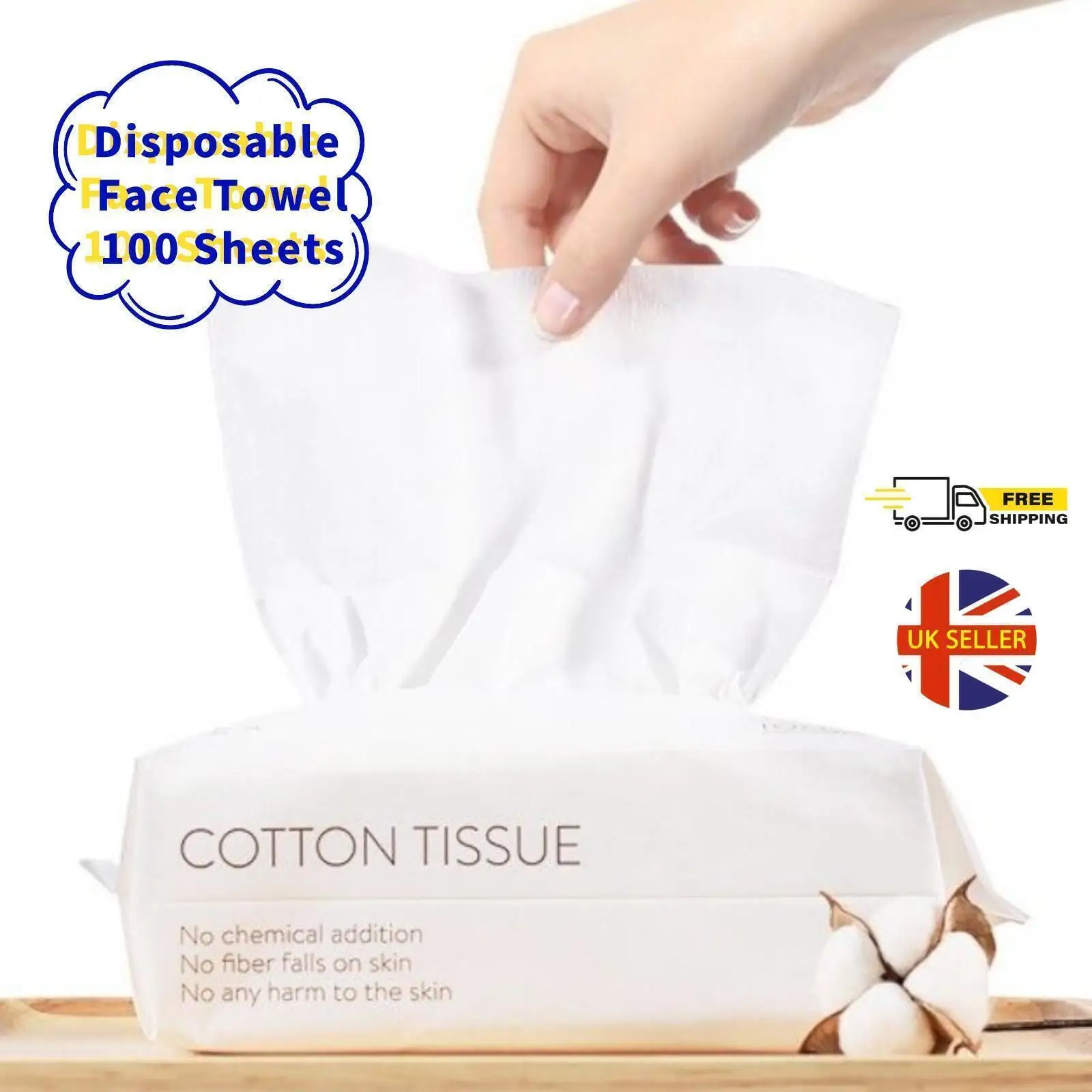 Disposable Face Towel Facial Tissue One-Time Cotton Pads Cleansing Wipe 100Pcs