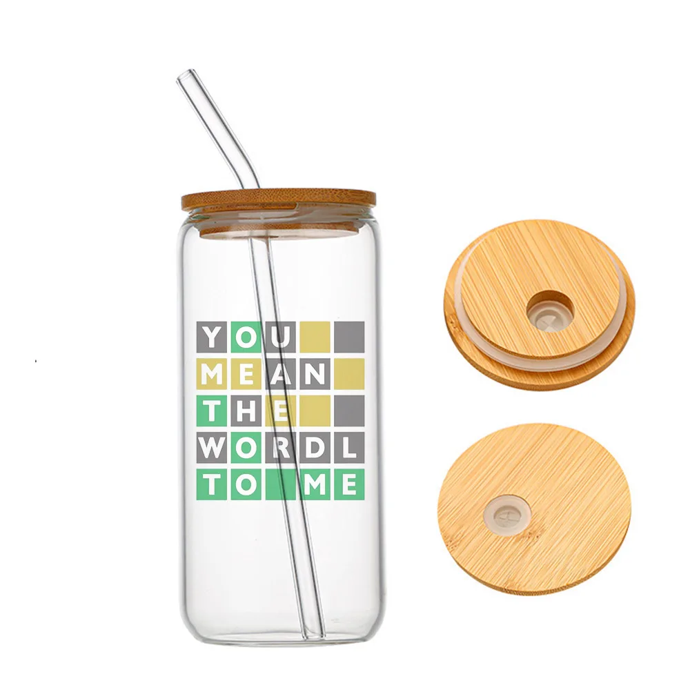 

You Mean The Wordl To Me For Mom Wife Husband Funny Glass For Heat Resistant High Drinking Cup With Straws Lids 16 oz