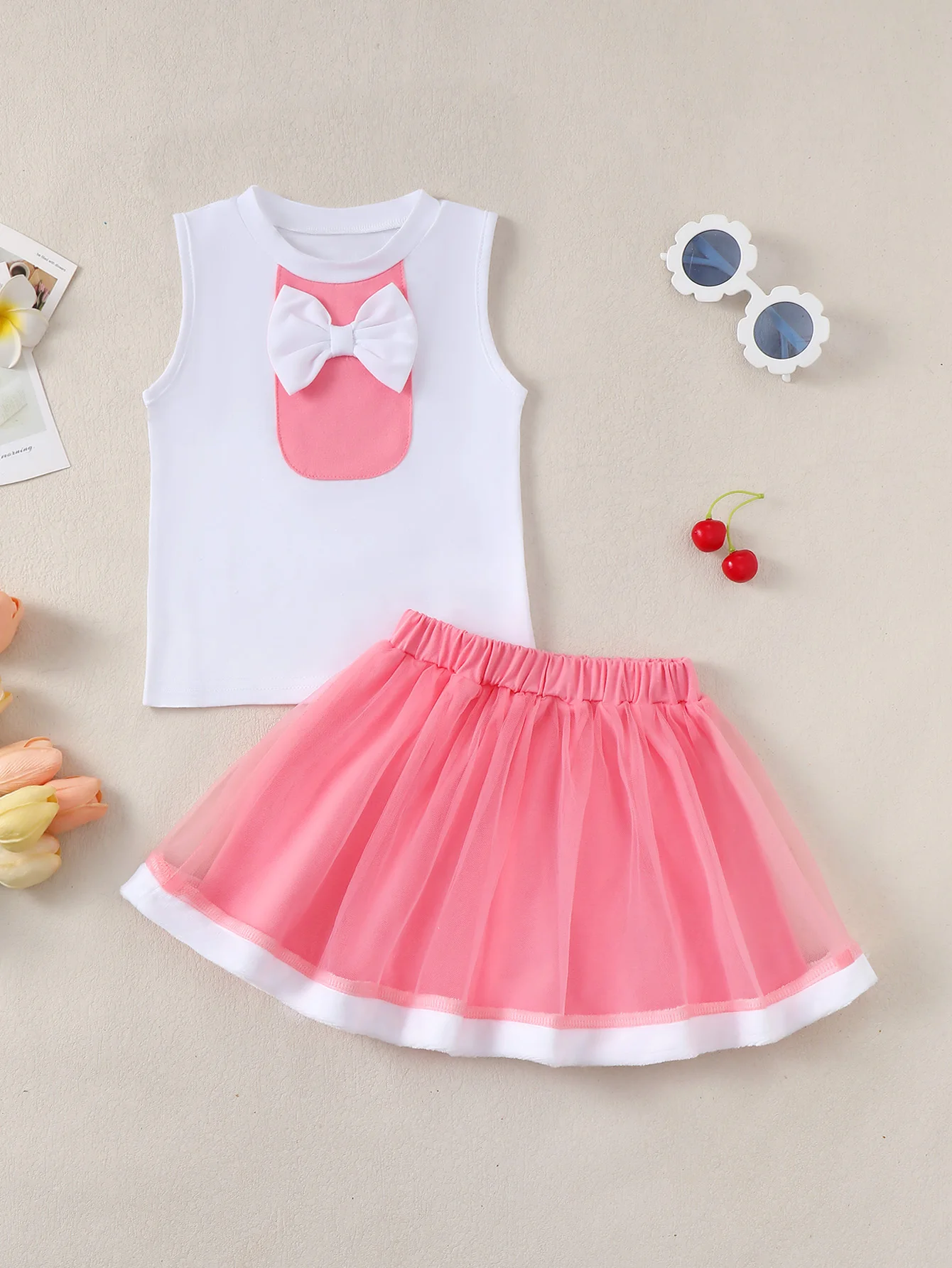 Conjunto de Falda y Chaleco Casual de Verano para Bebés Niñas, Ropa Infantil de Algodón Suave para Niñas Pequeñas