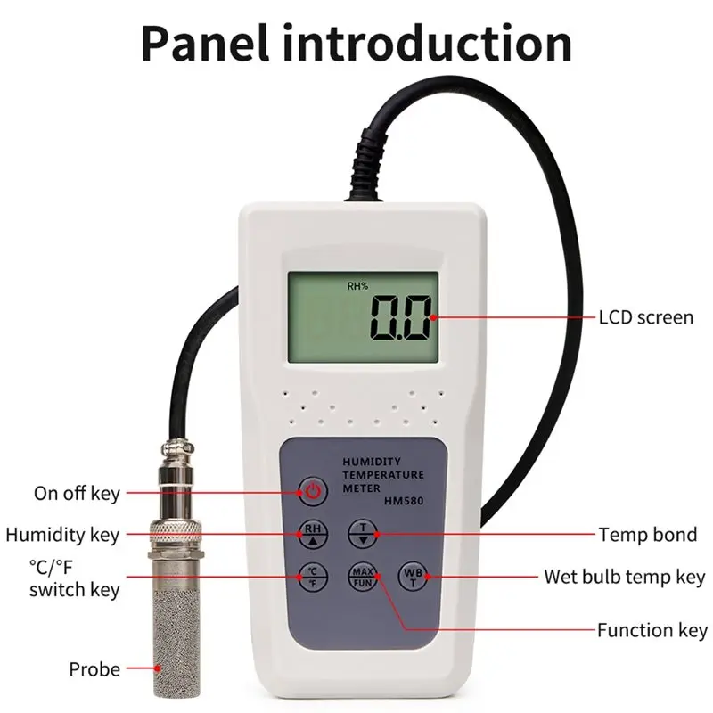 BAAR-가스 수분 측정기 RH 온도 측정기 디지털 가스 온도 및 습도 측정기 LCD 디스플레이