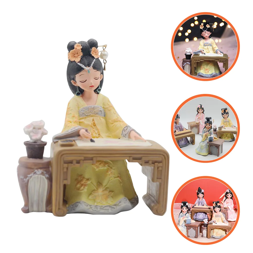 

Girl's Hanfu Ornament Chinese Style Decoration Ancient Figurines Home Statue Tabletop Teen Gifts