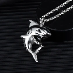 Fashion Retro Personalized Animal Shark Pendant Punk Stainless Steel Hip Hop Men Necklaces Party Amulet Jewelry Gifts Wholesale