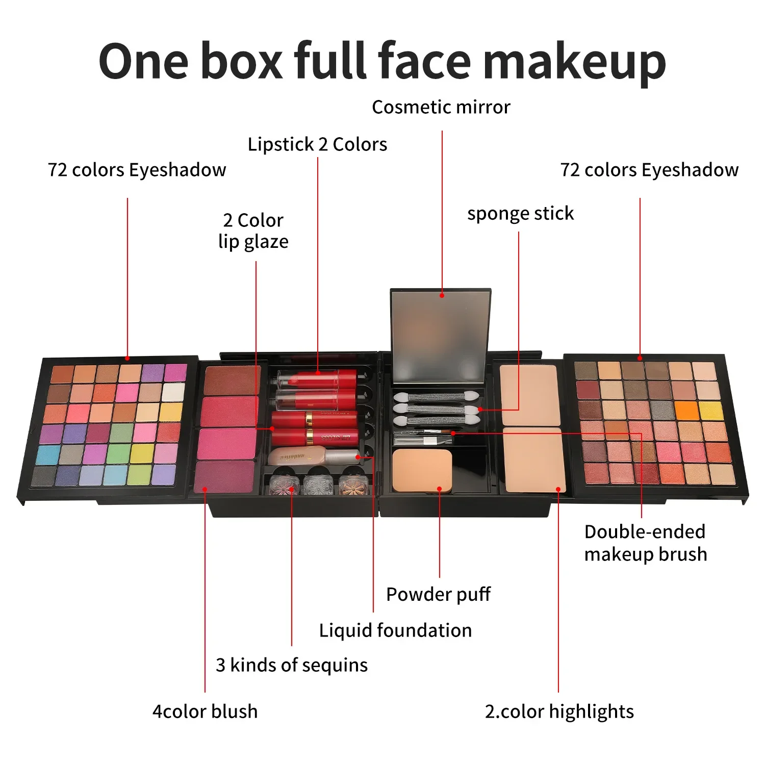 Makeup Gift Set for Women Full Kit All in One 83 Colors Face Powder Eyeshadow Palette Make up Lip Eye Shadow Highlighter Brushes