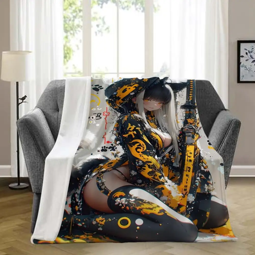 

Sexy long legs cartoon anime Throw Blanket Aesthetic Art Flannel Blanket Portable Home Travel Camping Sofa Picnic Thickening Fl