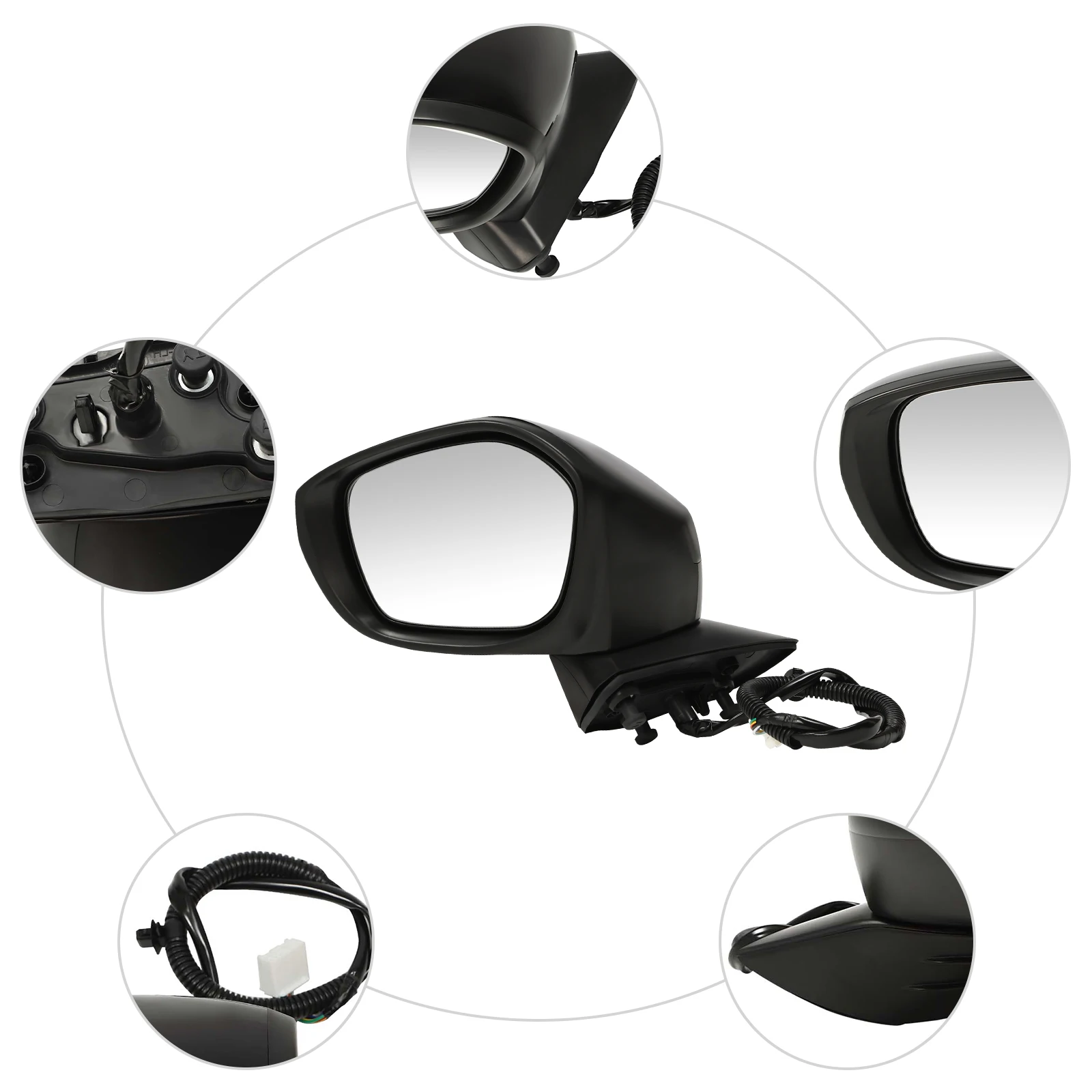 

Черное левое зеркало со стороны водителя, 7 контактов с слепой пятном для Honda Civic 2022-2023 левое