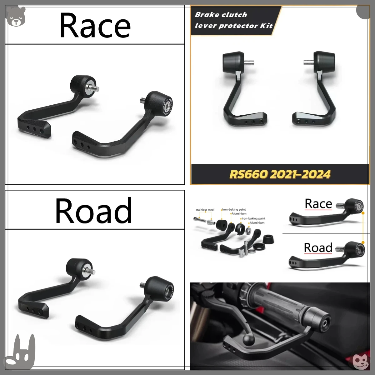 

Motorcycle Handle Cover For Aprilia RS660 2021 2022 2023 2024 Aluminum Handlebar Grips Brake Clutch Lever Guard Protector Kit