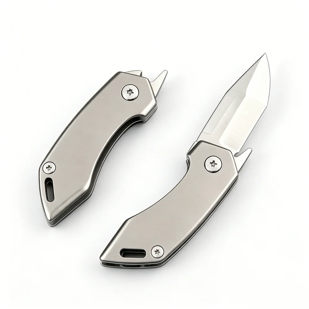 1Pc Portable Multifunctional D2 Steel Folding Pocket Knife EDC Keychain Knife with Bottle Opener for Camping & Outdoor Use