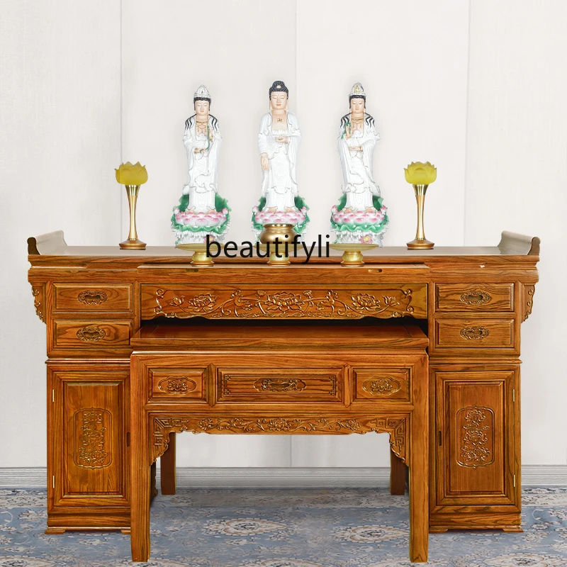 

Buddha Niche Altar Household Solid Wood Altar Buddha Table God of Wealth Buddha Statue Worship Table