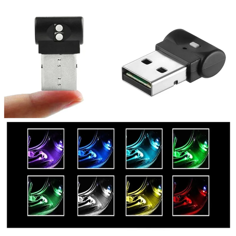 ホットセール LED 雰囲気ライト プラグアンドプレイ カラフル装飾ランプ 緊急照明 PC 車内 ミニUSB 車用フットライト