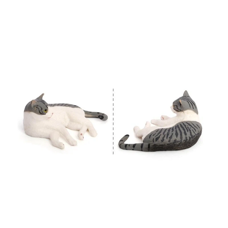 Bionic Pet Cat Ornament Gray and White Kitten Model Desk Cats Decoration Craft