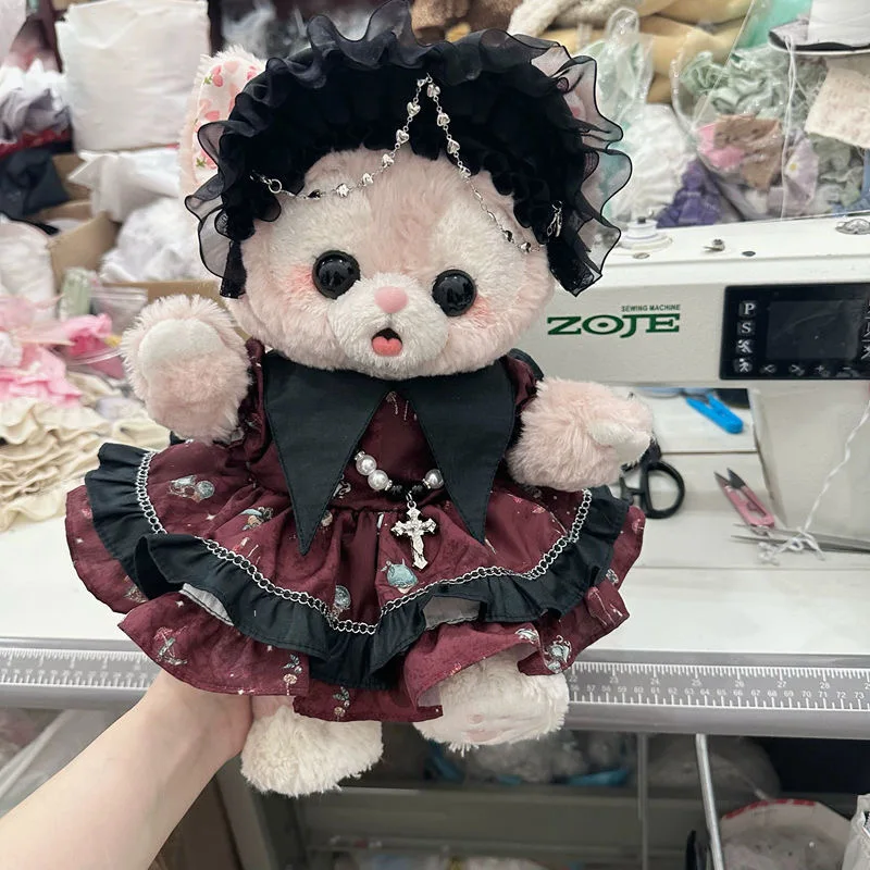 10cm cotton doll clothes dark wine red 15cm 20cm 40cm doll dress, 50-50cm reborn doll dress head bandeau free shipping