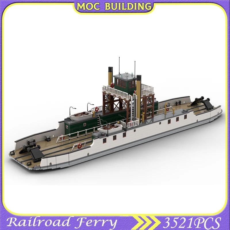 

Boat Sets Railroad Ferry Model MOC Building Blocks Transport Ship Model DIY Assemble Creative Children Toys Collection Present