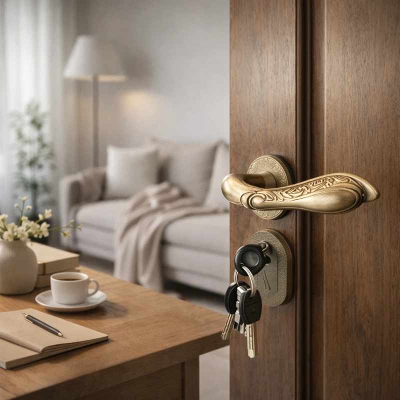 

Антикварная бронзовая дверная ручка с замком из цинкового сплава, одинарная ручка для входной двери, фурнитура для дома и интерьера