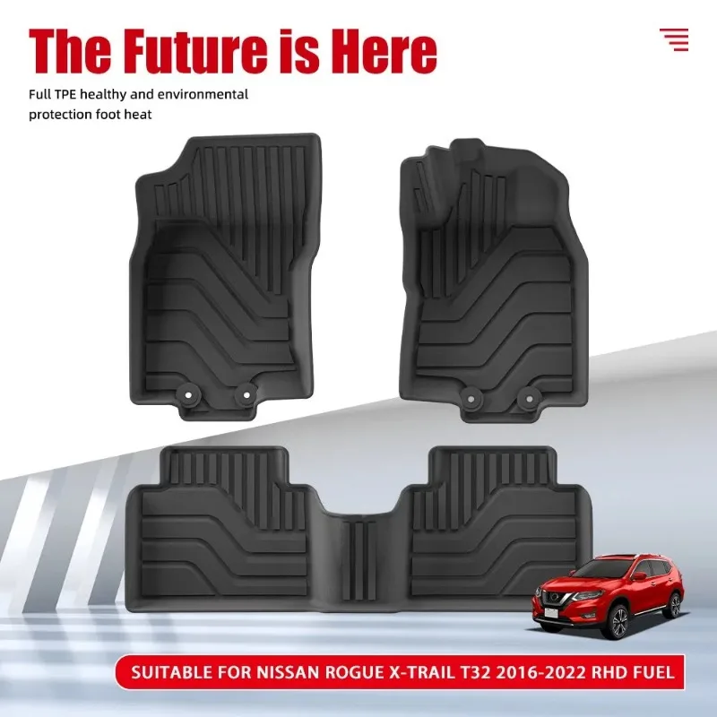 Custom TPE Floor Mats For Nissan Rogue X-Trail T32 2016-2022 RHD Fuel Waterproof All-Weather Liners Non-Slip Easy To Clean