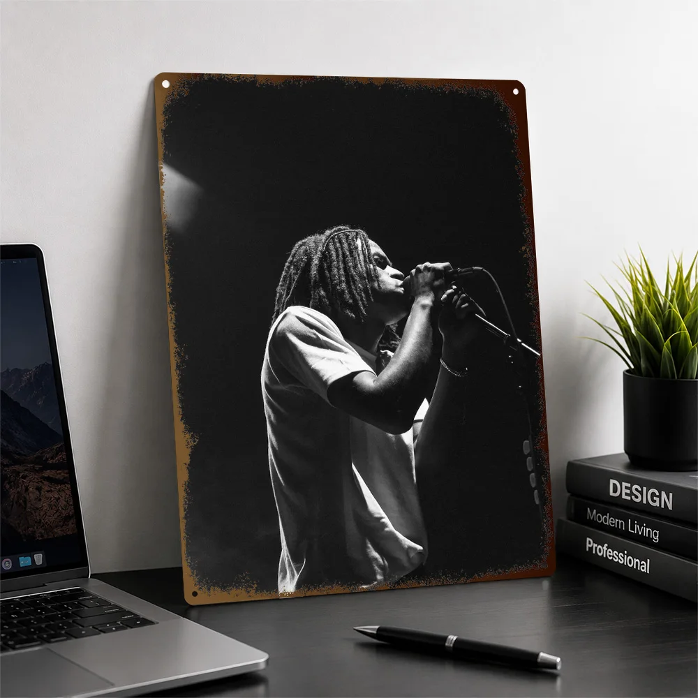 Daniel Caesar Monochrome Stage Performance Printed Poster Customized Metal Sign Classic Singer Style Wall Art Enhances Bedroom