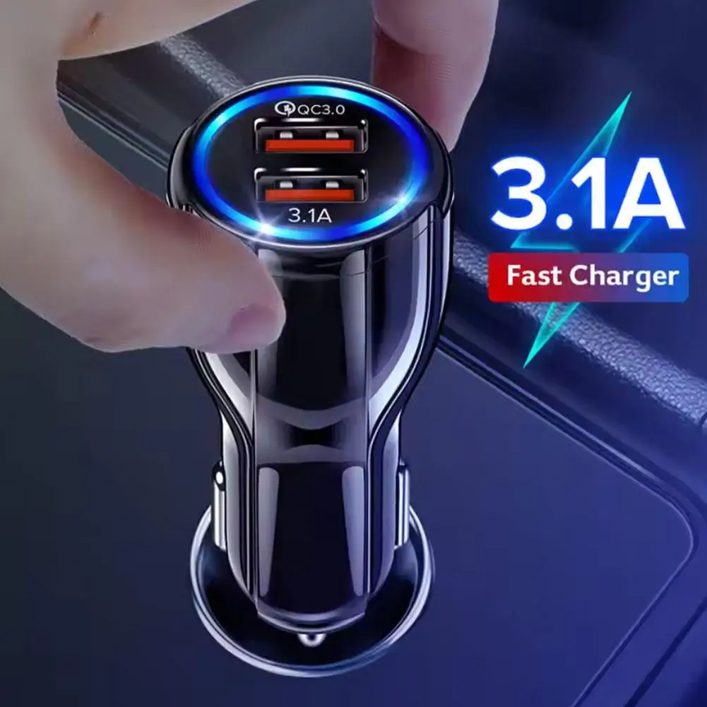 

Car Charger Dual USB car charger Practical QC 3.0 Fast Fireproof USB Charger Materials Charge Y4J7