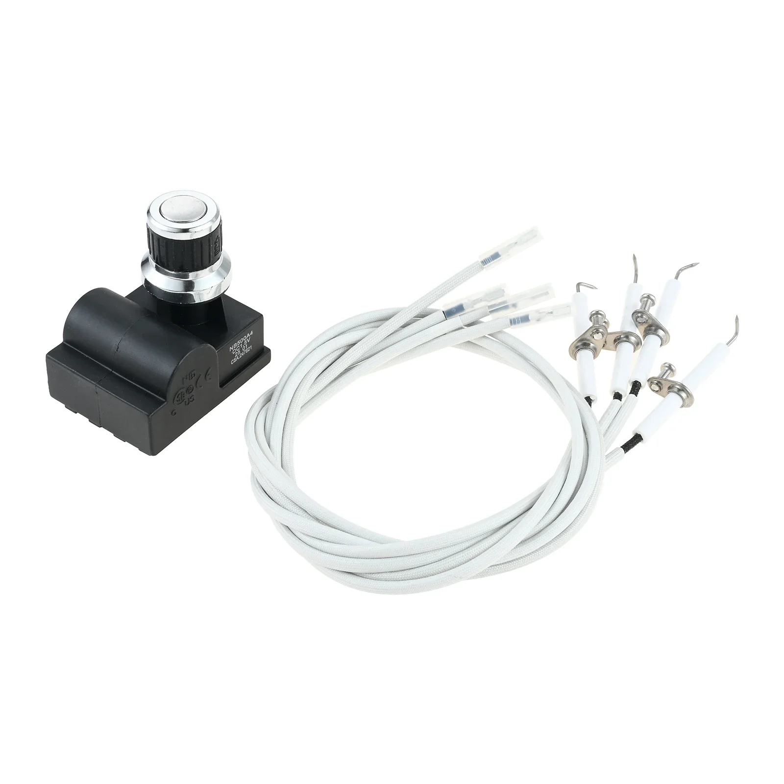 4 Outlets Universal AA Battery Push Button Igniter with 4pcs Grill Igniter Wires Compatible for Char-Broil, Nexgrill