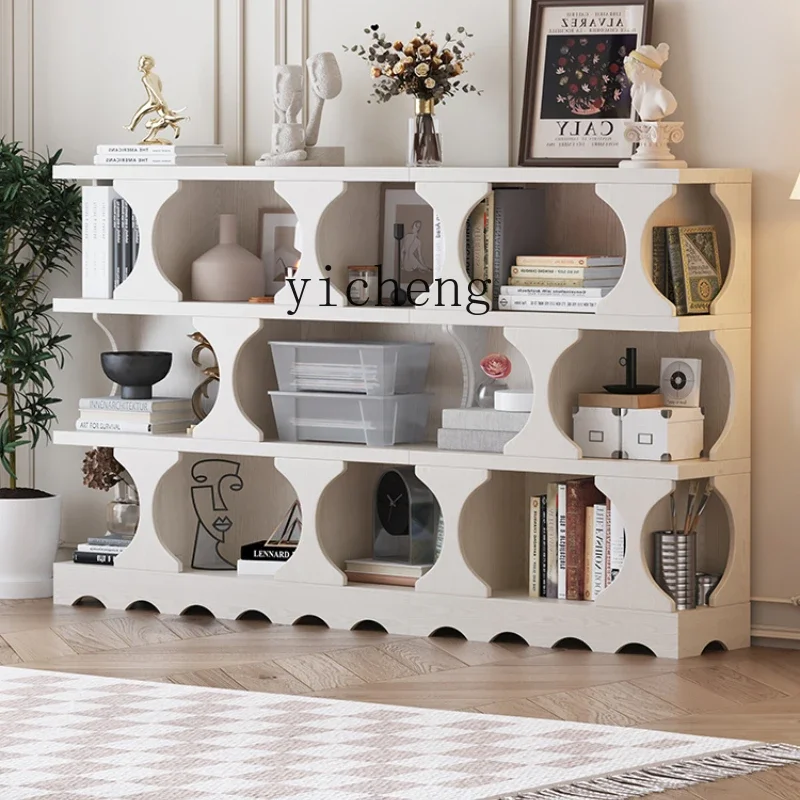 

XL retro solid wood display cabinet dining side cabinet French cream style entrance cabinet living room