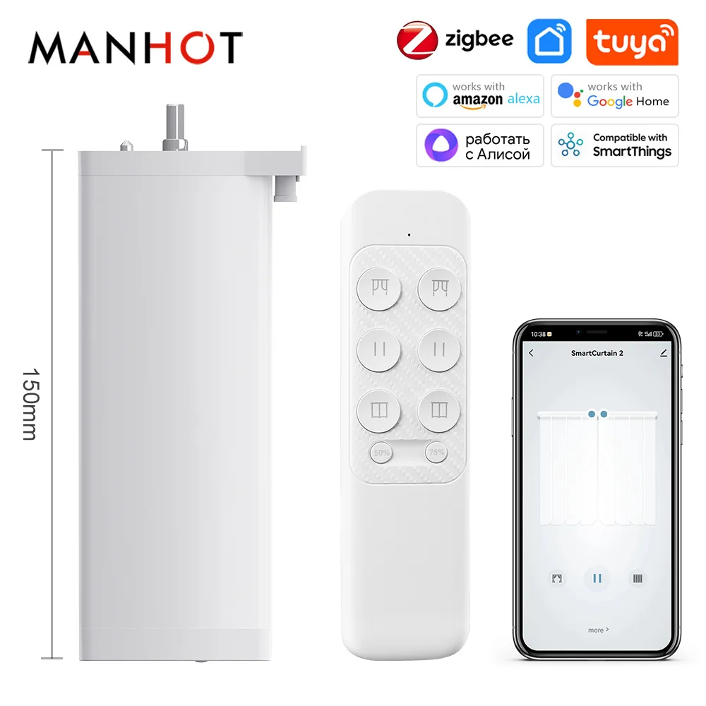 Smart life Tuya Zigbee Electric Curtain Motor automatic Intelligent Support Voice Control Tools Alexa Google Assistant 15cm size