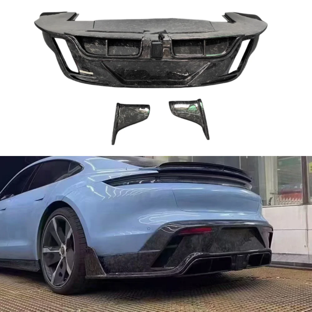 Rear Bumper Lip Car Customization Kit for Porsche Taycan Upgraded M-style Forged Carbon Fiber Rear Diffuser Body Kit, Car Tools
