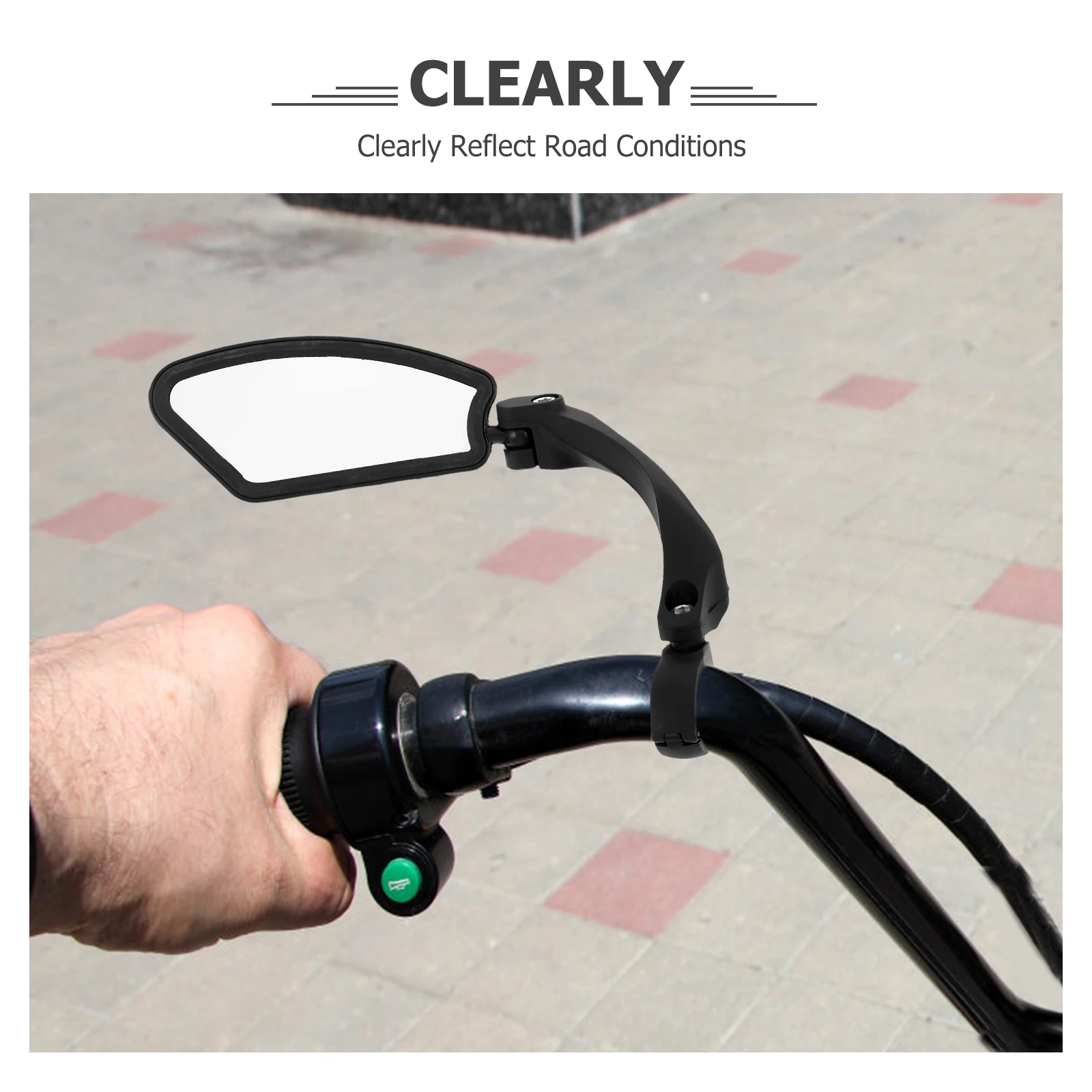 مرآة الرؤية الخلفية للدراجة قابلة للتعديل - عدسة أكريليك عالية الدقة بزاوية واسعة لتركيب مقود الدراجة الكهربائية على الطرق الجبلية، الجانب الأيسر #4