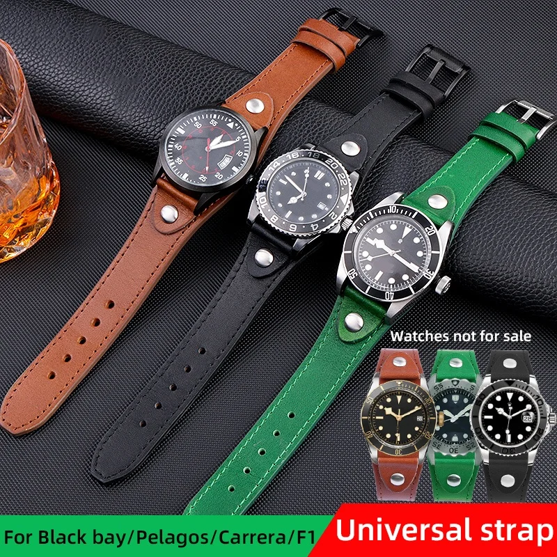 

Cowhide Smart Watch for Men Band Bracelet 20mm 22mm Pallet Leather Watch Strap Watchbands For Tudor Rolex Seiko TAG Heuer Fossil