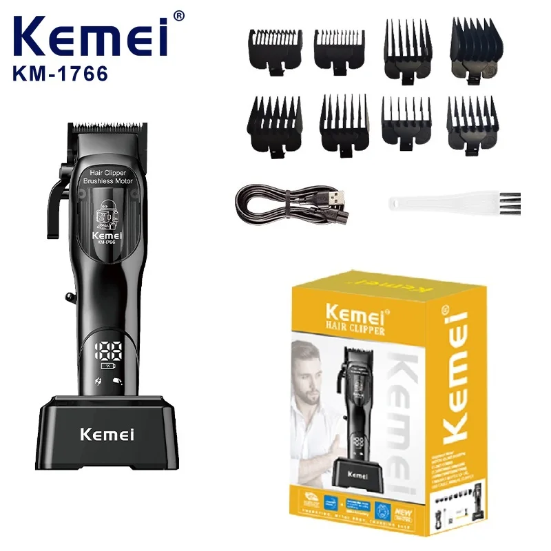 

KEMEI km-1766 Private Label Hair Trimmer Usb Pro Barber Machine Bldc Hair Trimmer With Charging Base