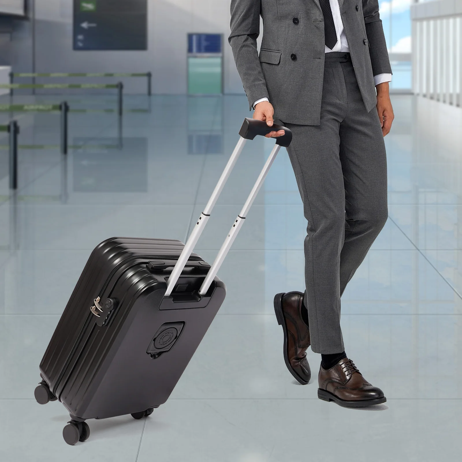 حقيبة أمتعة السفر، تحمل الأمتعة، حقيبة سفر مقاس 20 بوصة مع حامل أكواب، حقيبة أمتعة للسفر مع منفذ USB #2