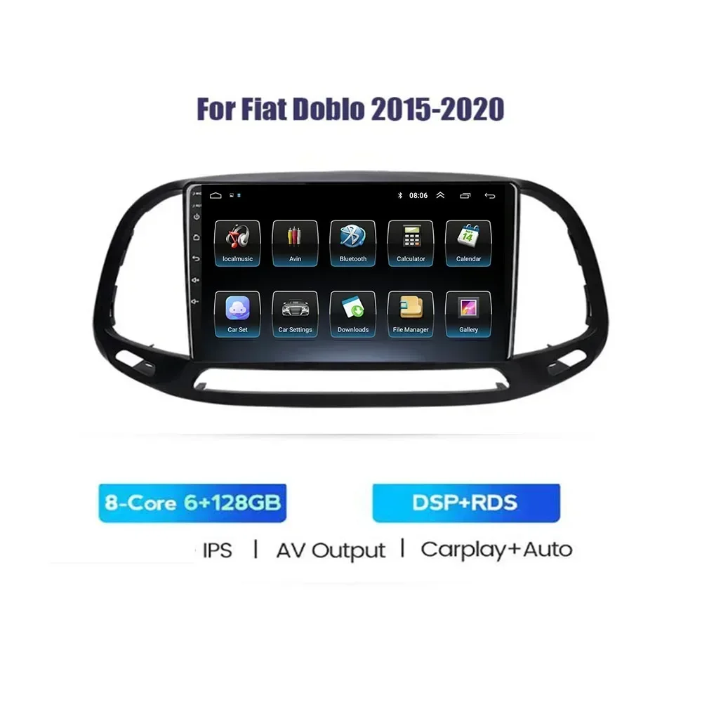 Car Radio GPS Android 13 Multimedia Video Player Auto Stereo Audio For FIAT Doblo 2015-2050 Carplay NO DVD