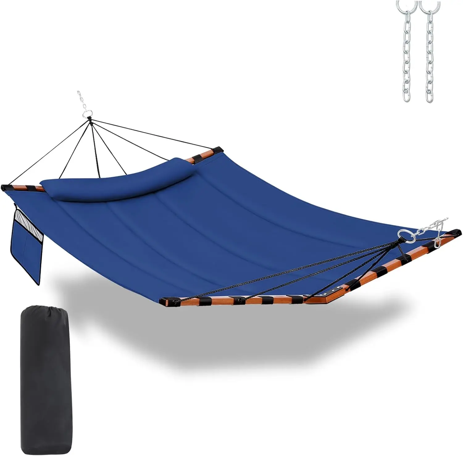 

12FT 2 Person Hammock Large Hammock 450LB Capacity with V Shaped Hardwood Spreader Bar & Nylon Rope for Outside, Patio