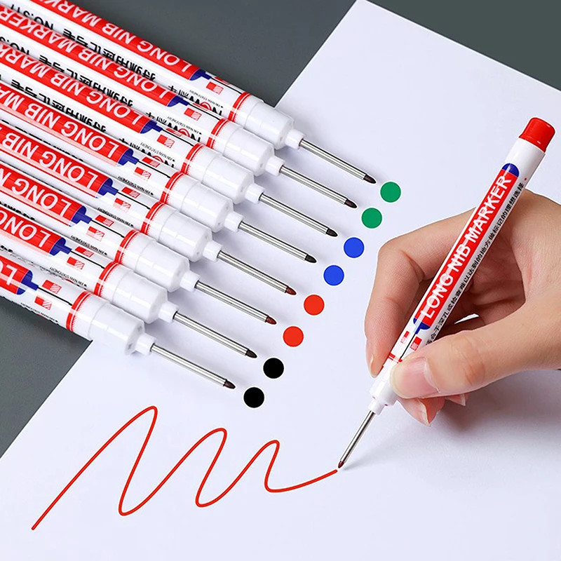 1PC Long Head Marker Pen Waterproof Multi-purpose Deep Hole Marker Pens For Marking The Drilling Position