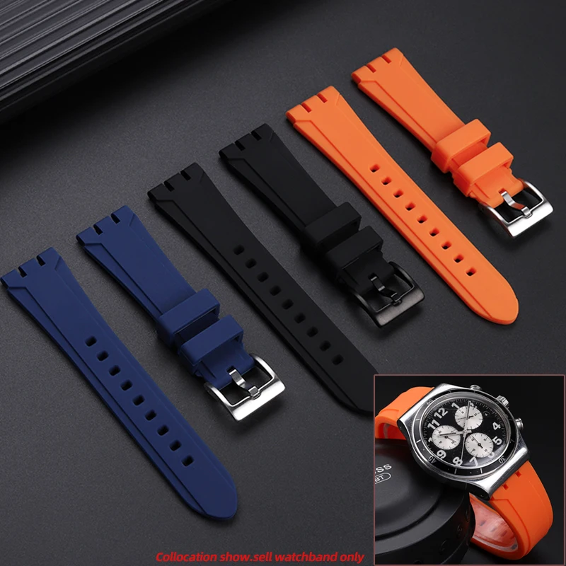 19mm 21mm Men silicone watch strap For Swatch YVS YCS YAS YGS rubber watchband Waterproof Outdoor Sports Wrist Band accessories