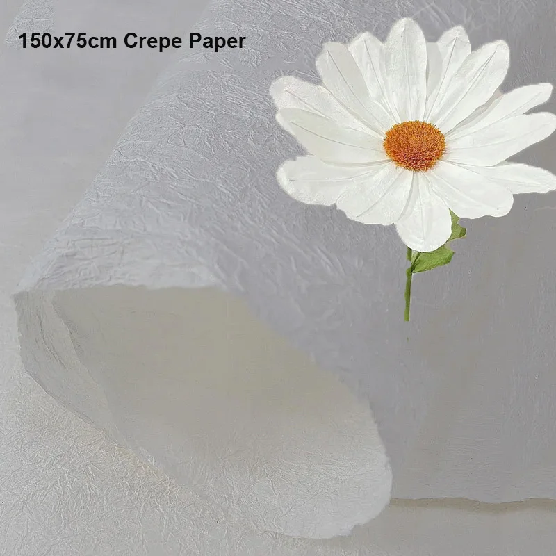 150x75cm Crepe Paper Flower Art Material DIY Handmade Giant Poppy Flower for Home Holiday Wedding Party Background Decoration