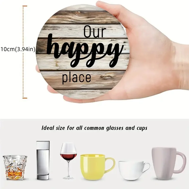 6pcs Acrylic Coasters with English Letter Patterns, Anti Slip Cup Coasters Suitable for Desk Decoration and Christmas Gifts