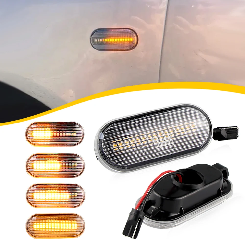 

2PCS Clear Lens Led Dynamic Side Marker Turn Signal Light For SEAT Ibiza 6L 2002-2008 Cordoba 1993-1999 Toledo 1M 1996-2006