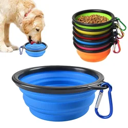 1000ML Silicone Dog Feeder Bowl Carabiner Folding Cat Bowl Travel Dog Feeding Supplies Food Water Container Pet Accessories