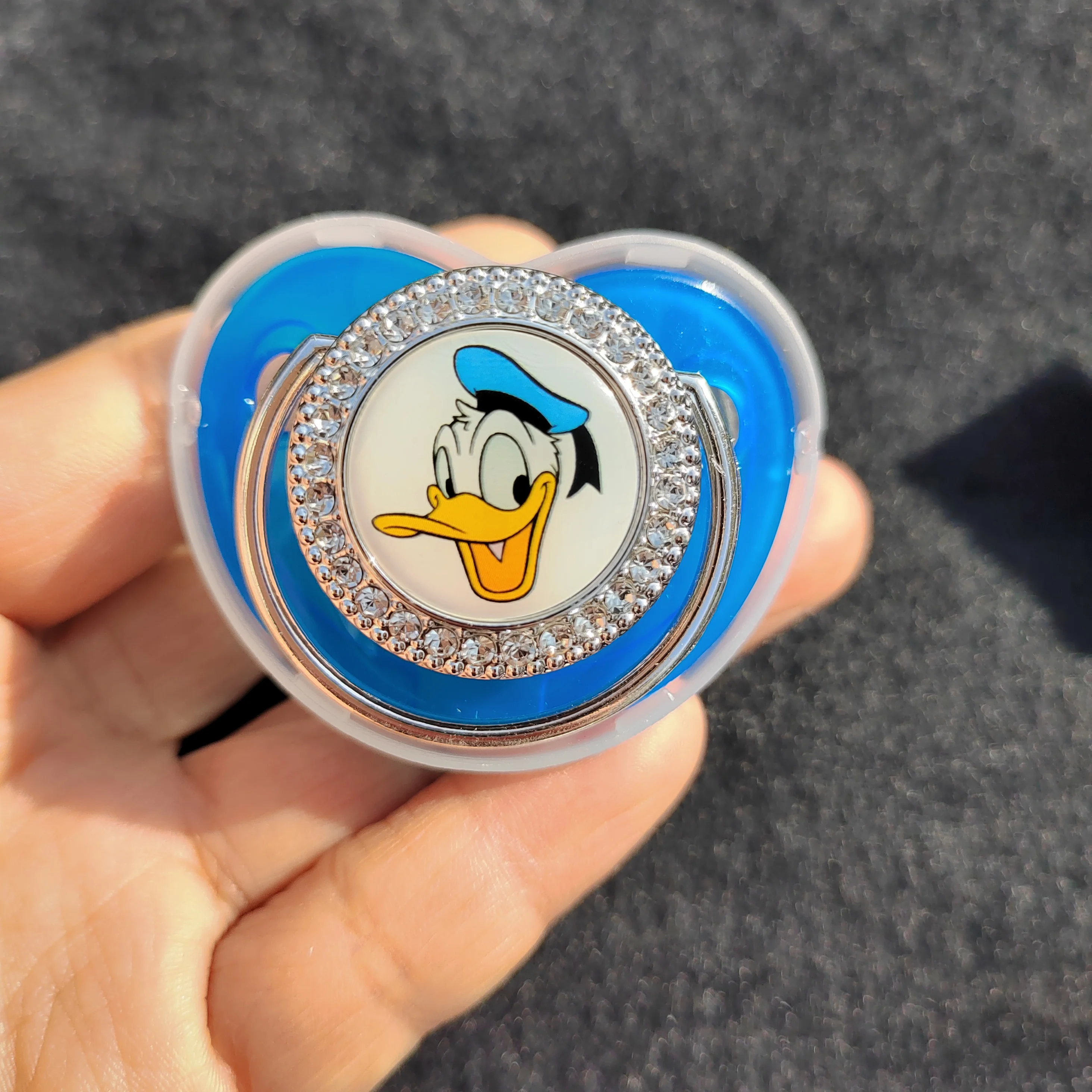 Animal impressão bebê chupeta com pato donald personalizado clipe de corrente recém nascido bpa livre luxo bling chupeta silicone manequim chupeta