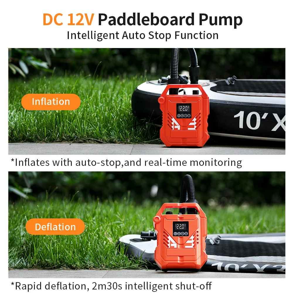 مضخة مرتبة سرير هوائي كهربائية محمولة DC12V 22 رطل لكل بوصة مربعة ذكية للقوارب القابلة للنفخ رفيق التجديف