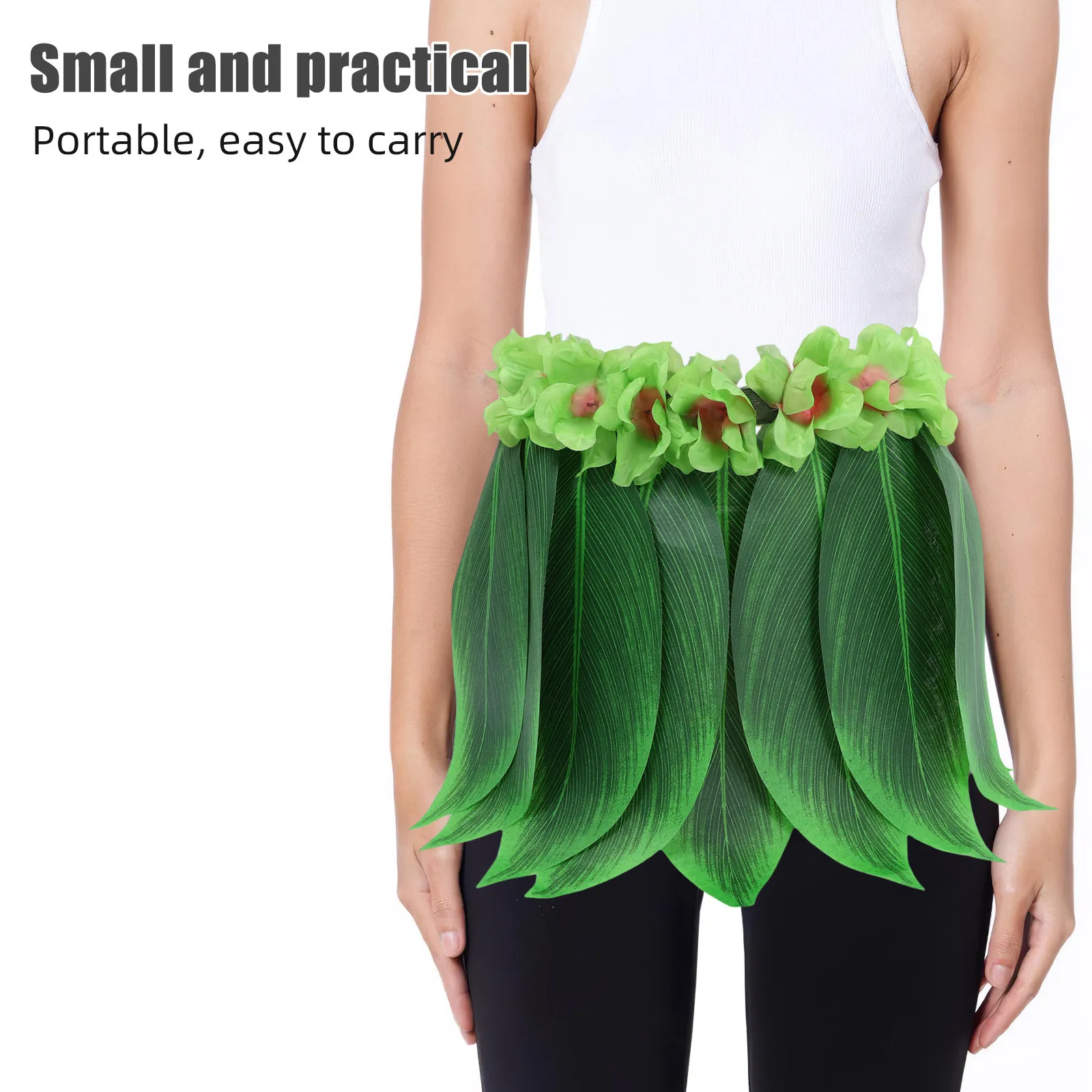 

Зеленая юбка-лист для танца хула, 28 дюймов, с регулируемой талией на резинке, тропический реквизит для фотосессий, для вечеринок в гавайском стиле, для выступлений на луау