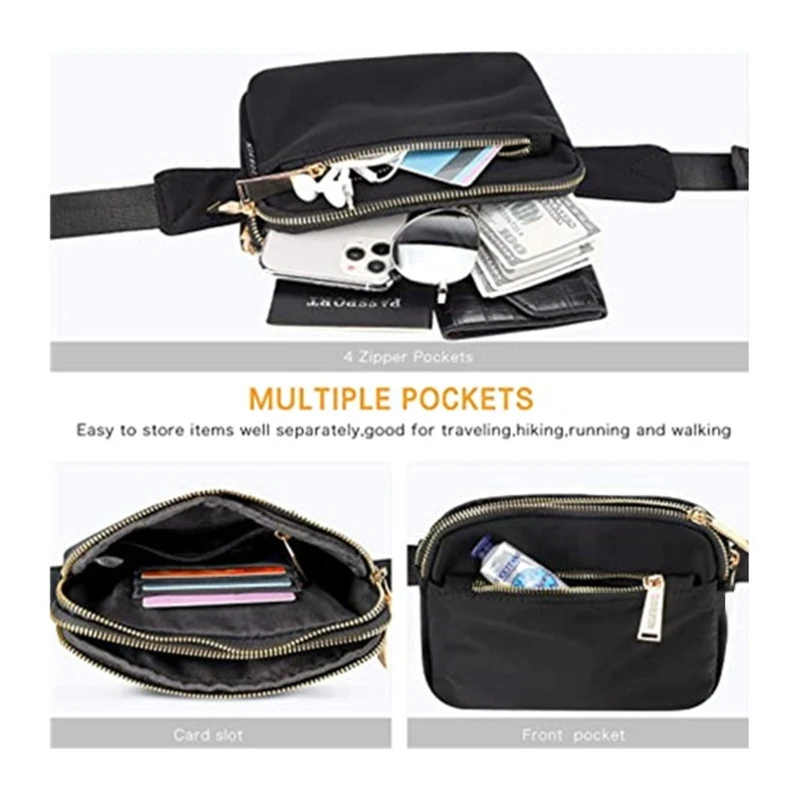 Fanny Packs Crossbody Bag para mulheres, bolsas de peito, esportes ao ar livre, caminhadas, estilinete da cintura, bolsa para telefone com alça ajustável, moda