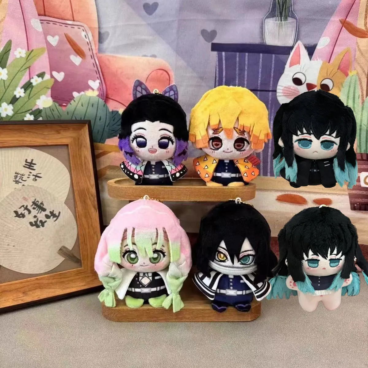 10CM Anime Demon Slayer Kamado Nezuko Plush Doll Agatsuma Zenitsu Tokitou Muichirou Cosplay Stuffed Pendant Keychain Dango Gifts