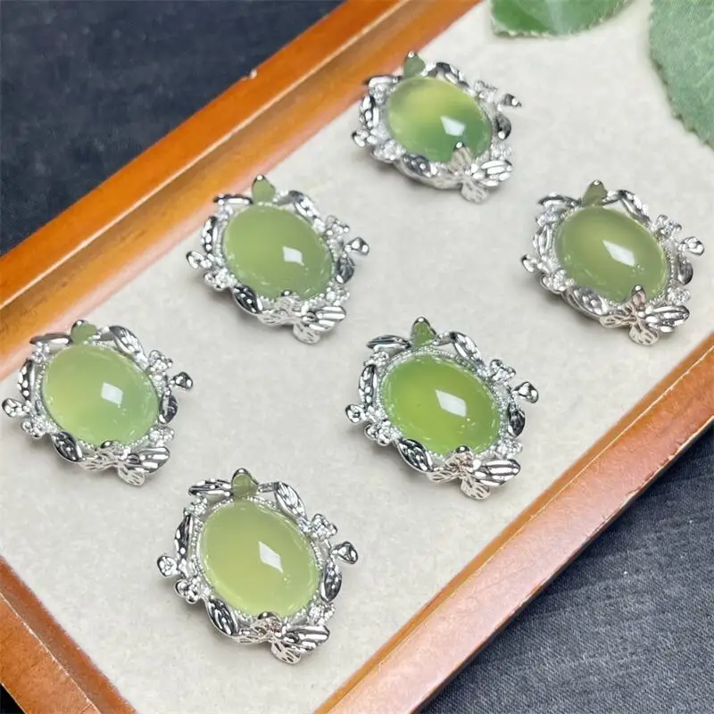 5PCS Natural Green Agate Pendant Crystal Polishing Exquisite Girl Jewelry Healing Fengshui Stone Gift 32MM