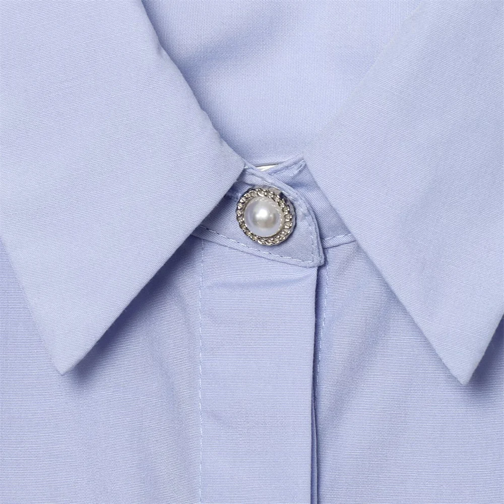 women's summer new fashionable slim fit versatile short style with a single lapel and bow decoration shirt