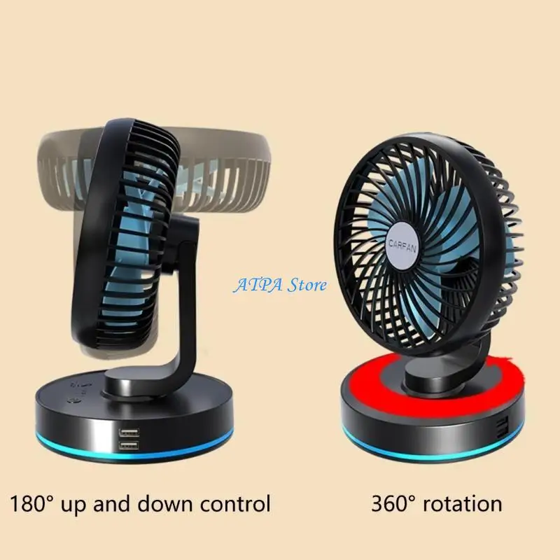 

U13C Air Circulator Fan for Car SUV Home USB/Cigarette Plug Cooling Fan with LED Light Electric